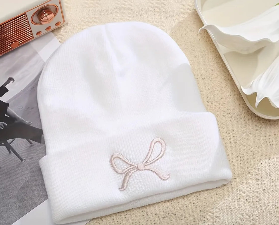 Bow Embroidered Beanie