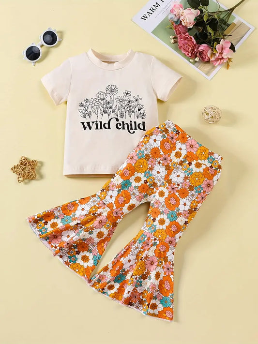 Kids Toddler "Wild Child" Outift with Bell-bottoms
