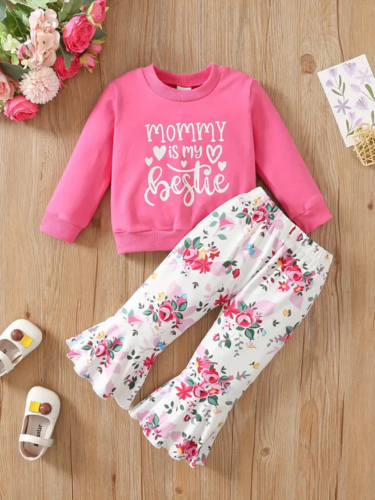 "Mommy is My Bestie" Outift with Bell-bottoms