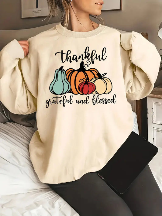 Plus Size Womens "Thankful, Grateful and Blessed" Sweatshirt