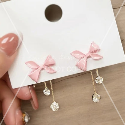 ✨ Pink Bow Drop Earrings ✨