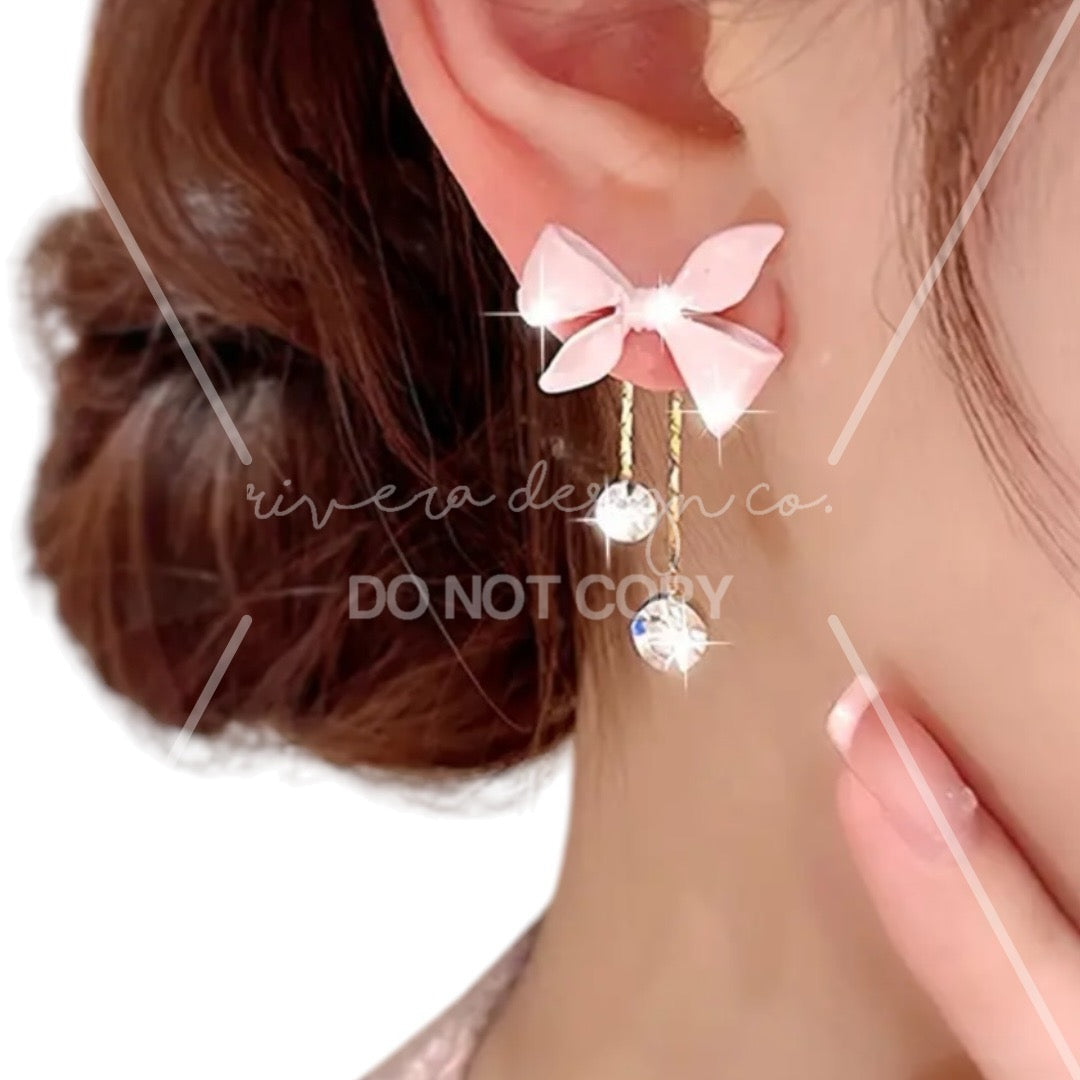 ✨ Pink Bow Drop Earrings ✨