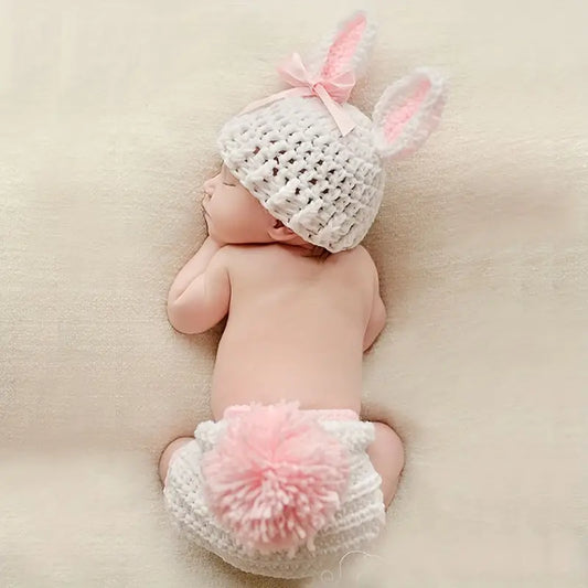 Newborn Knitted Bunny Hat and Cover