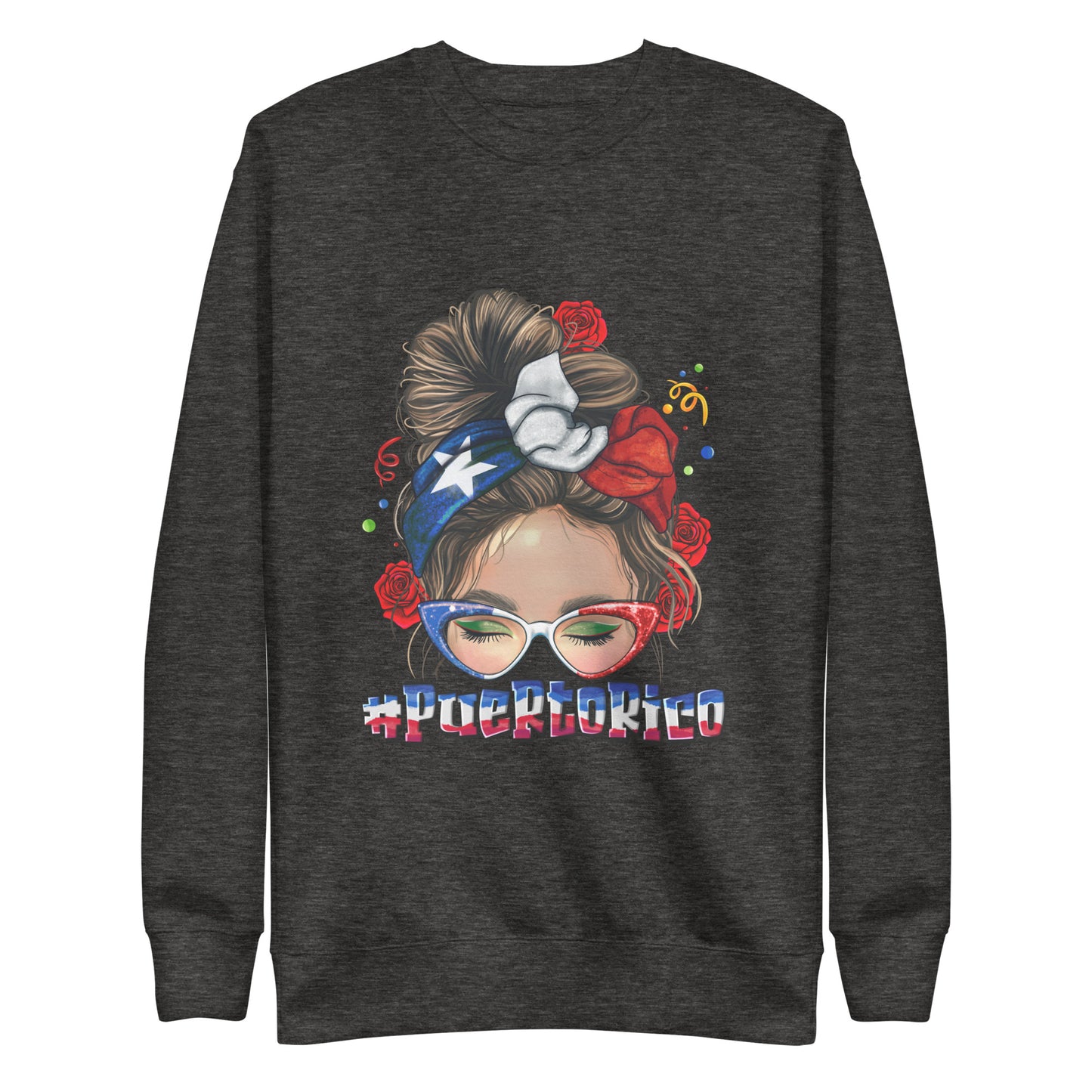 Unisex Premium Sweatshirt - #Puerto Rico Messy Bun